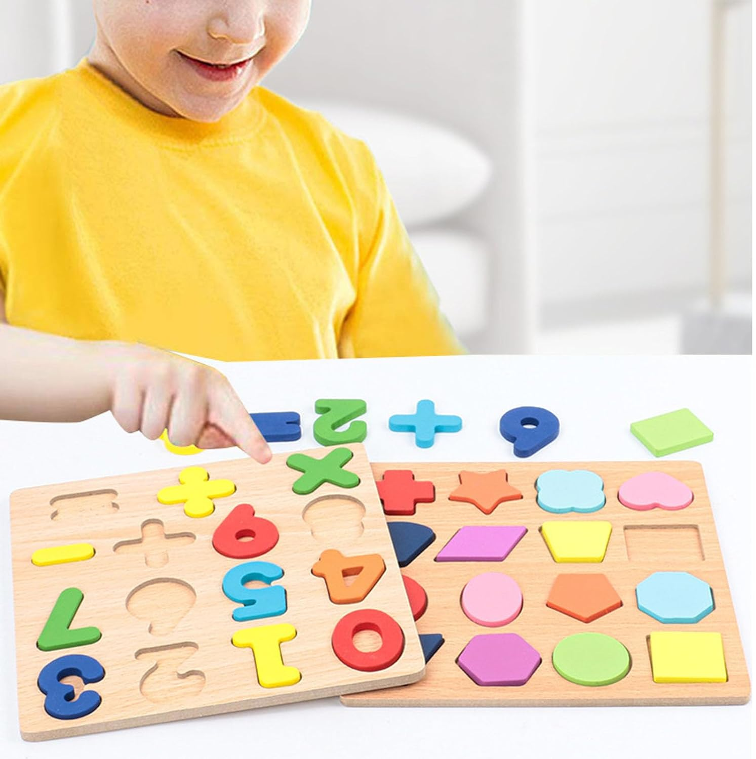 Montessori Wooden Puzzles for Kids, 3Pcs Wood Alphabets Numbers and Shapes Preschool Learning Educational Puzzle Board Toys Birthday Gifts for Boys Girls Ages 3 4 5 6 Year Old image number 4