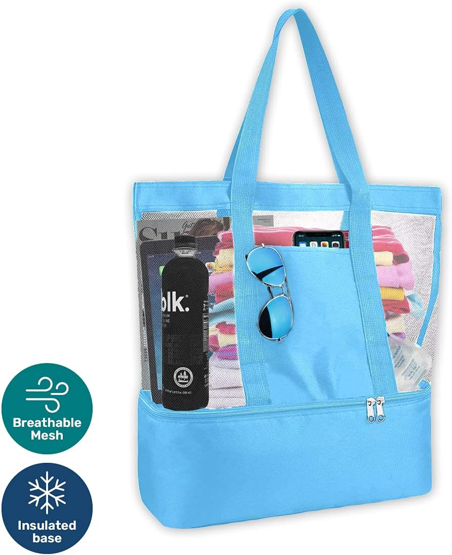 Summer Splash 2-In-1 Beach Bag with Built-In Cooler - 35Cm X 40Cm X 13.5Cm in Black, Navy, Light Blue, & Pink