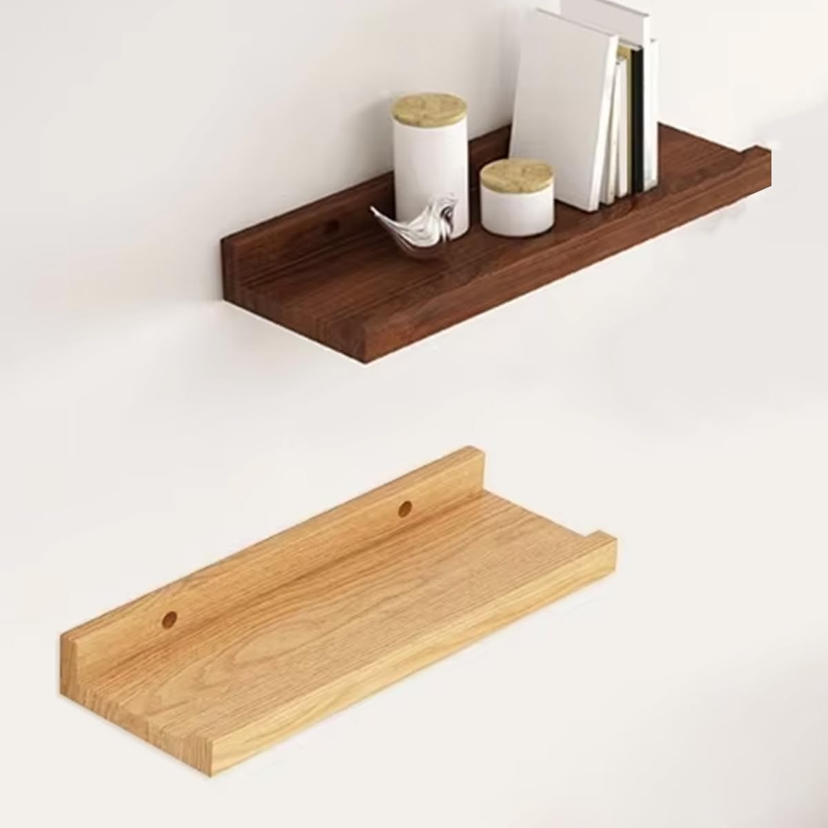 AIMALL Wall Mounted Floating Shelf, Wood Storage Rack for Display and Organization - Available in Two Colours image number 4