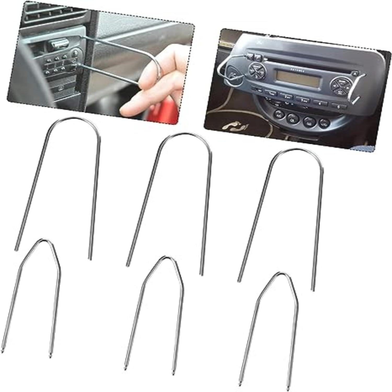 6 Pieces Car Radio Removal Pry Tool U-Shaped &V-Type Automotive Car Radio Removal Pry Tool Kit Stainless Steel Car Radio Removal Tool for Disassembly of Most Car Audio Frequency Converter image number 3