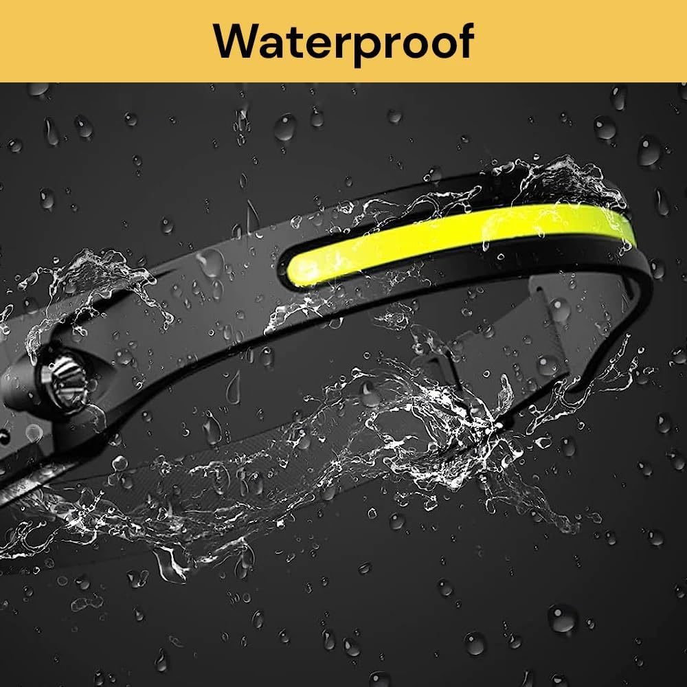 EZONEDEAL LED Headlamp Rechargeable Waterproof, Bright Headlamp Flashlight, 350 Lumen Wide Beam, Motion Sensor, 230&deg; Illumination & Spotlight,Lightweight Head Lamp for Camping, Running, Hiking, image number 5