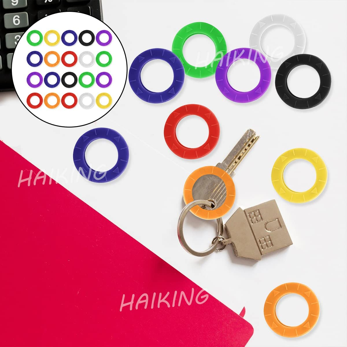Silicone Cap, 20 Pcs Colorful round Tags Covers Set for Car Door, Home Keys, Identifying (Random Color) image number 5
