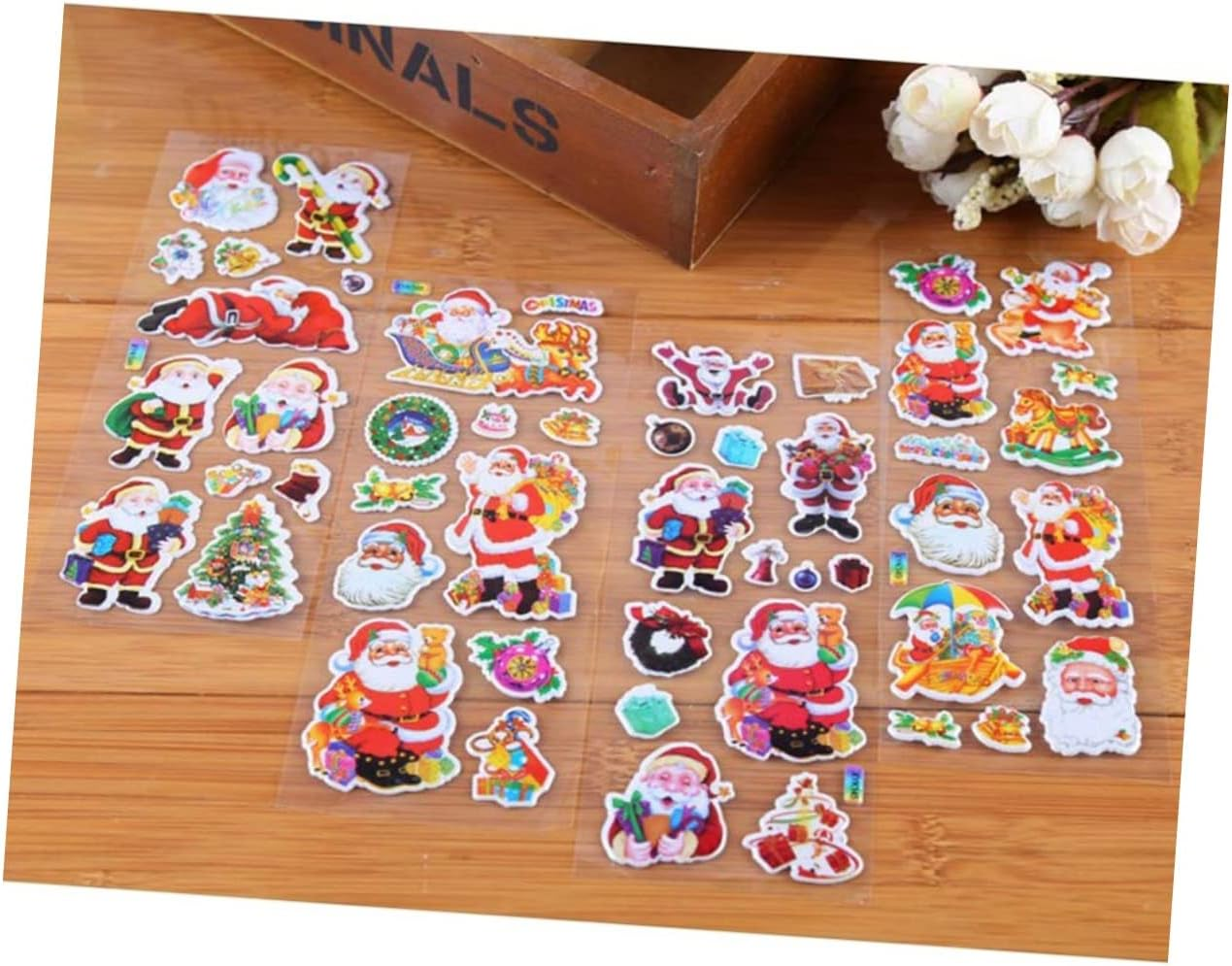 Vaguelly 3Sets Christmas Present Stickers Set Santa Claus Tree Stickers DIY Holiday Decorations for Boys and Girls 20Sheets*3 image number 6