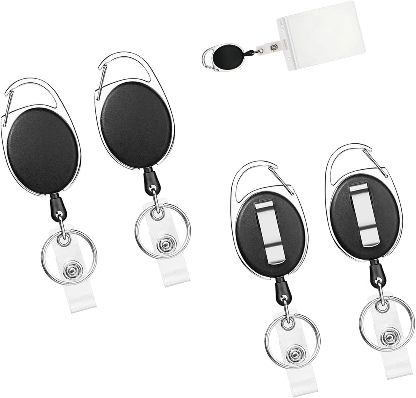4 Pack Heavy Duty Retractable Keychains with Carabiner - Durable ID Badge Holder for Cards, Keys & Access Tags image number 5