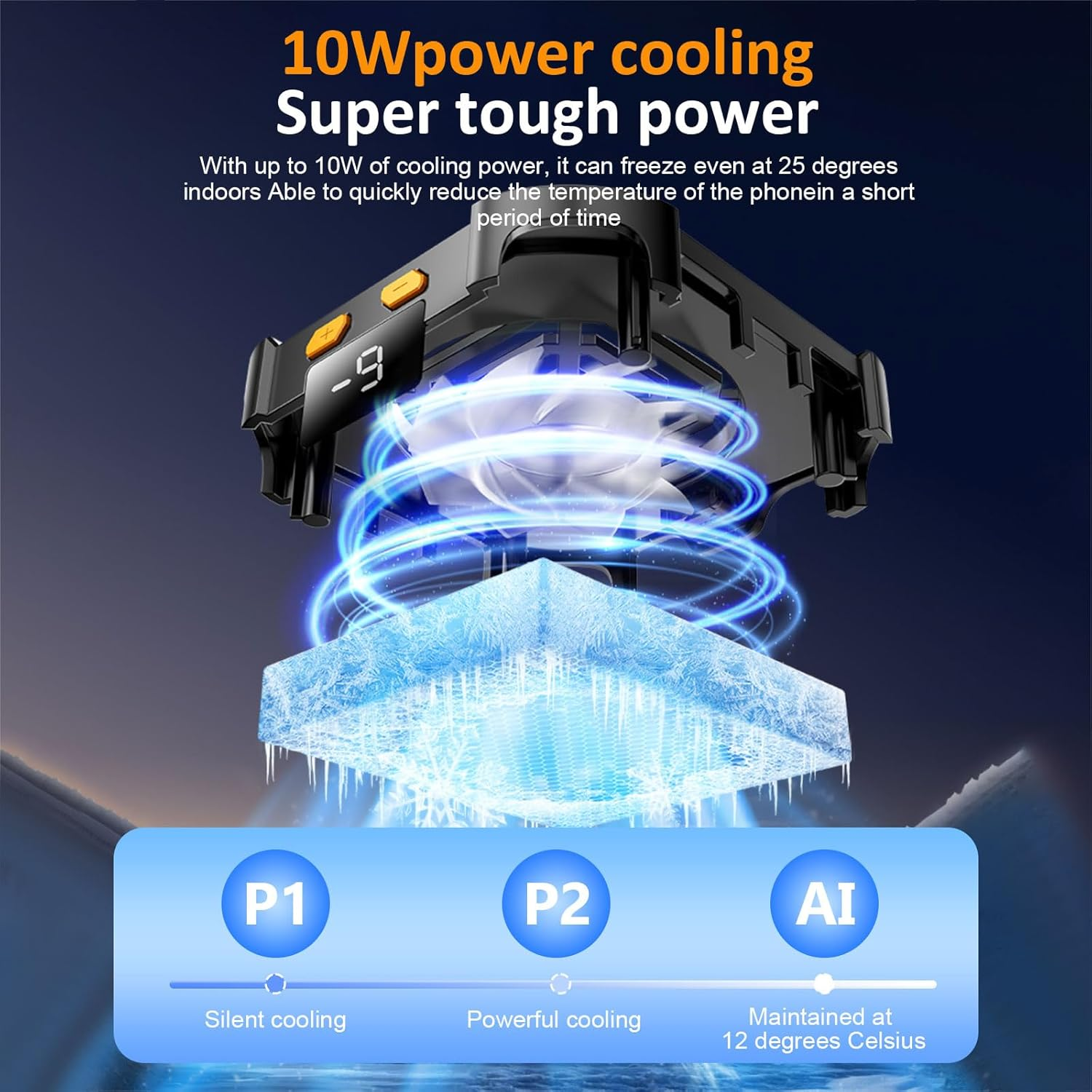 Magnetic Phone Cooler, 2000Mah Cordless Semiconductor Cooling Chip for Iphone/Android, Magnetic Phone Fan with 3-Stage TEC (-10&deg;C), No Cable Gaming Cooler, Silent Esports Accessory image number 6