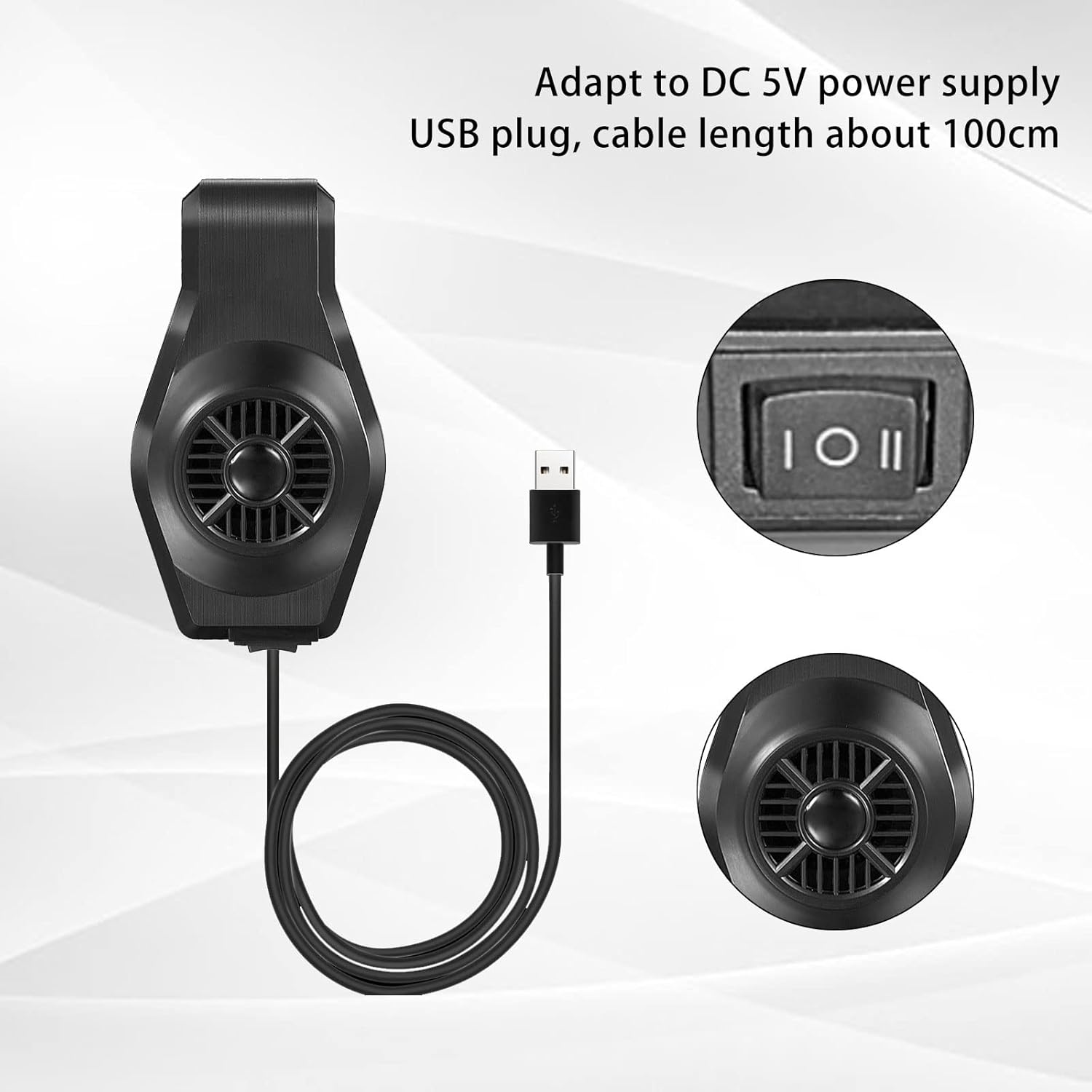 Aquarium Chiller Fan, 2-Level Speed Adjustable Fish Tank Cooling Fan Fish Tank Fan Aquarium Cooling Fan Quiet Aquarium Fan Wind Angle Adjustable Chiller with USB Cable image number 6