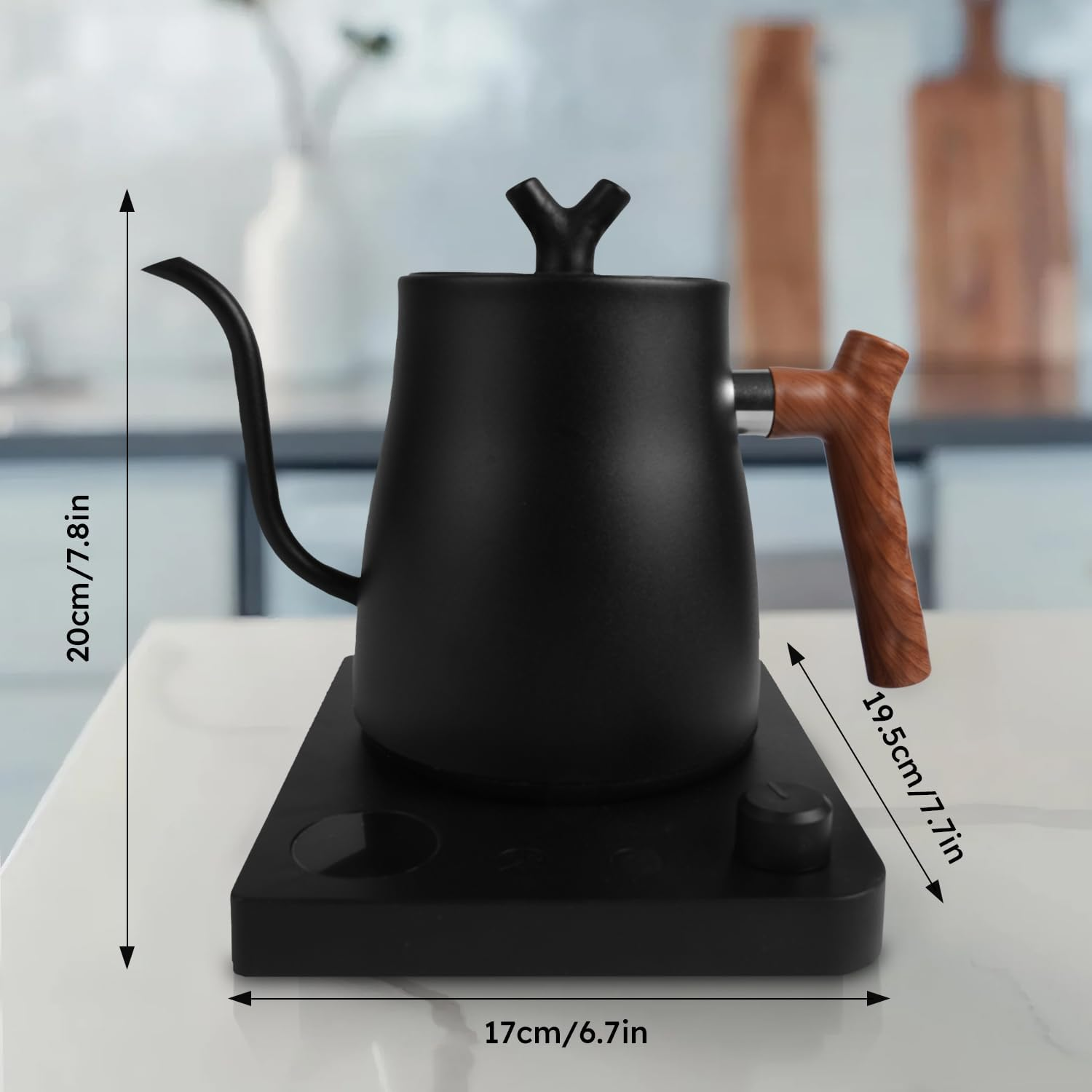 Electric Gooseneck Kettle 0.9L with LCD Display, Real-Time Temp Control Smart Professional Coffee Milk & Tea Pot, Switchable &deg;C/&deg;F, 304 Stainless Steel, 1200W Quick Heating (1.0, Liters) image number 3