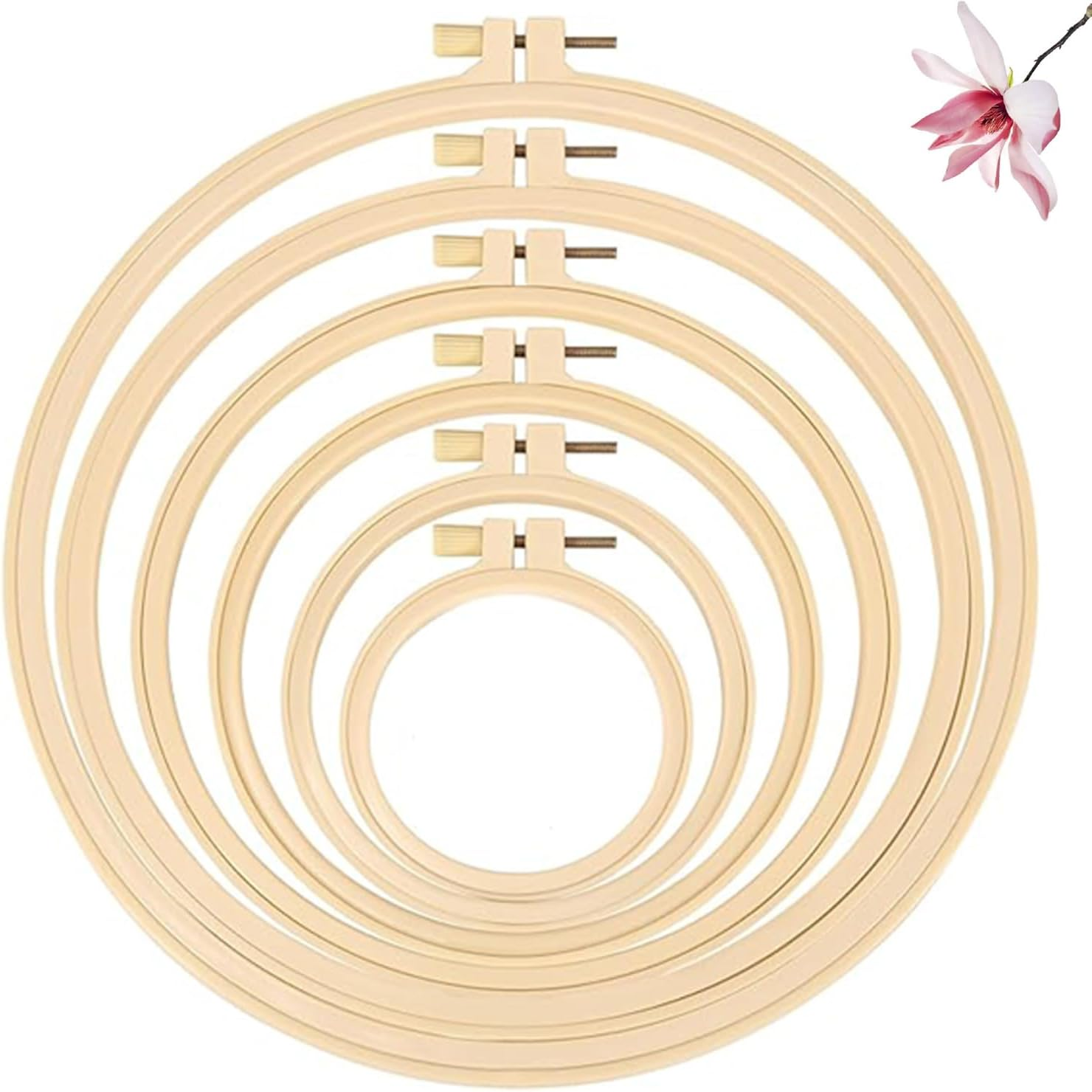 6 Pcs Creative Embroidery Bandage Frame,3.6-10.7 Inch Gradient Size Plastic Embroidery Frame,Cross Stitch,Handmade Diy,Fabric Decoration Sewing Tools,Beginner Professional Embroidery Equipment image number 2