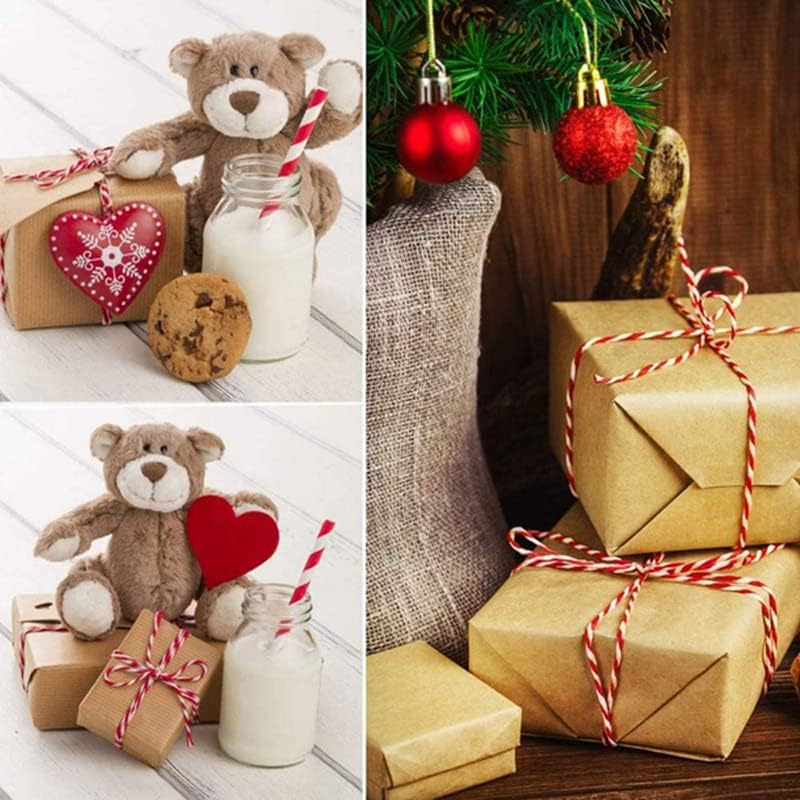 AIMALL 1Mm*100M Bakers Christmas Cotton Cord Bundle Wrapping Craft Twine Gifts String，Dual-Color Cotton Cord for Christmas, Crafts, and Gift Wrapping