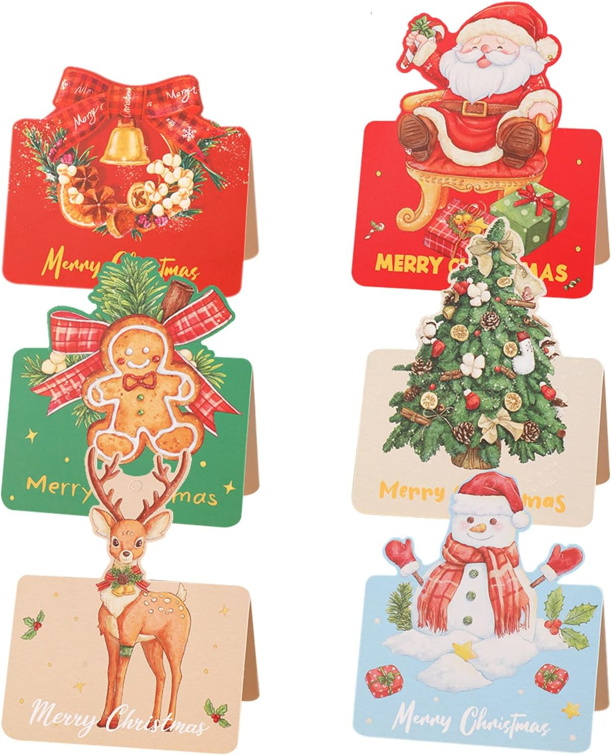 Larfraecy Christmas Greeting Cards - 24Pcs Traditional Yuletide Images - Santa Claus,Moose,Snowman Theme-Pack of 24 - Bulk Greeting and New Years Cards-For Family Friends Kids (Fashion)