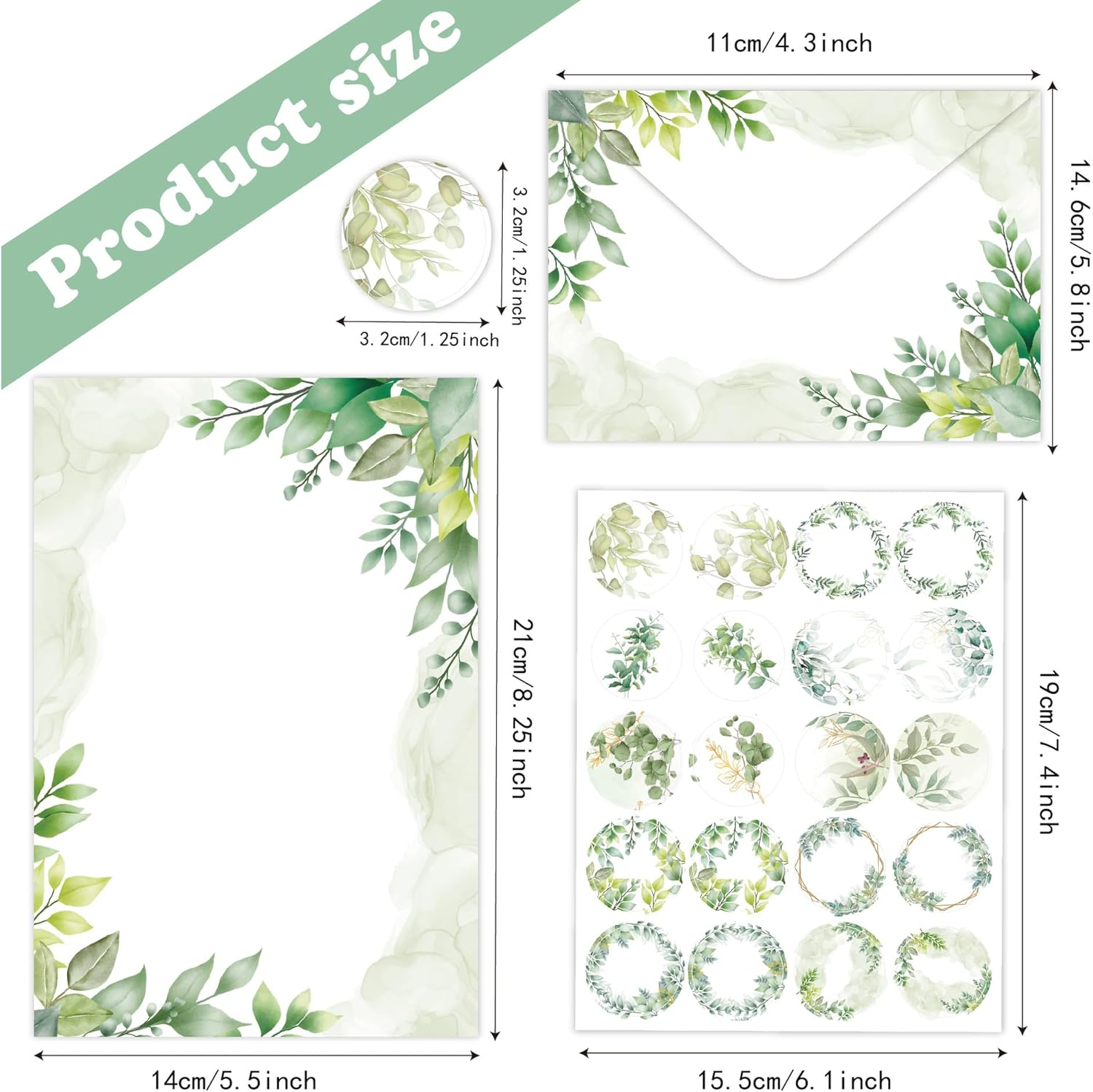 50 Sheets of Stationery with Envelopes, 10 Ddesigns of Stationery with 3 Sticker Sheets, Elegant Stationery Set for Invitation Cards, Congratulations Cards, Set D image number 3