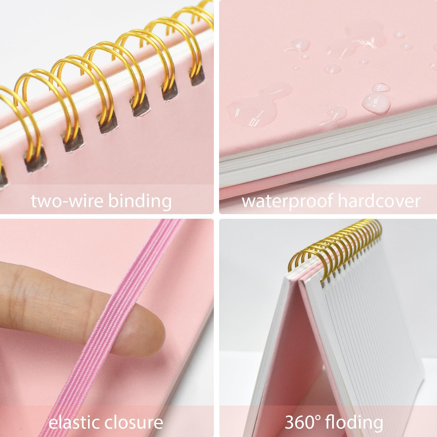 Spiral Notebook A5, 8.27"X5.7" Hardcover Notebook 160 Lined Pages Spiral Journal for Men Women Writing, Note Taking, Journaling, School, Work, Gift (Palepink) image number 4