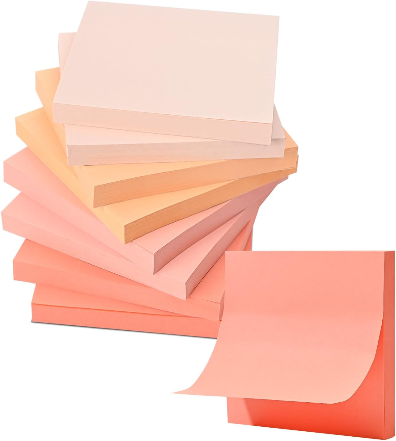BAYTORY 640 Sheets Colored Sticky Notes, Gradient Memo Pads, Aesthetic Self-Stick Note, Self-Adhesive Sticky Note Easy to Post for Home Office School Supplies (Pink)