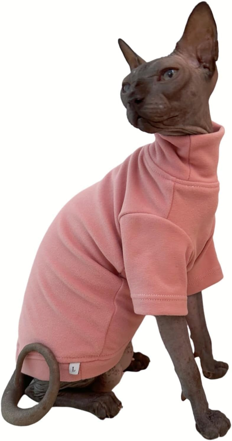 Turtleneck Sweater for Cat Soft Thick Double-Sided Cat Clothes Winter Warm Outfit Coat for Hairless Cats and Small Dogs Apparel with Sleeves (Brown Coffee Color, XS)