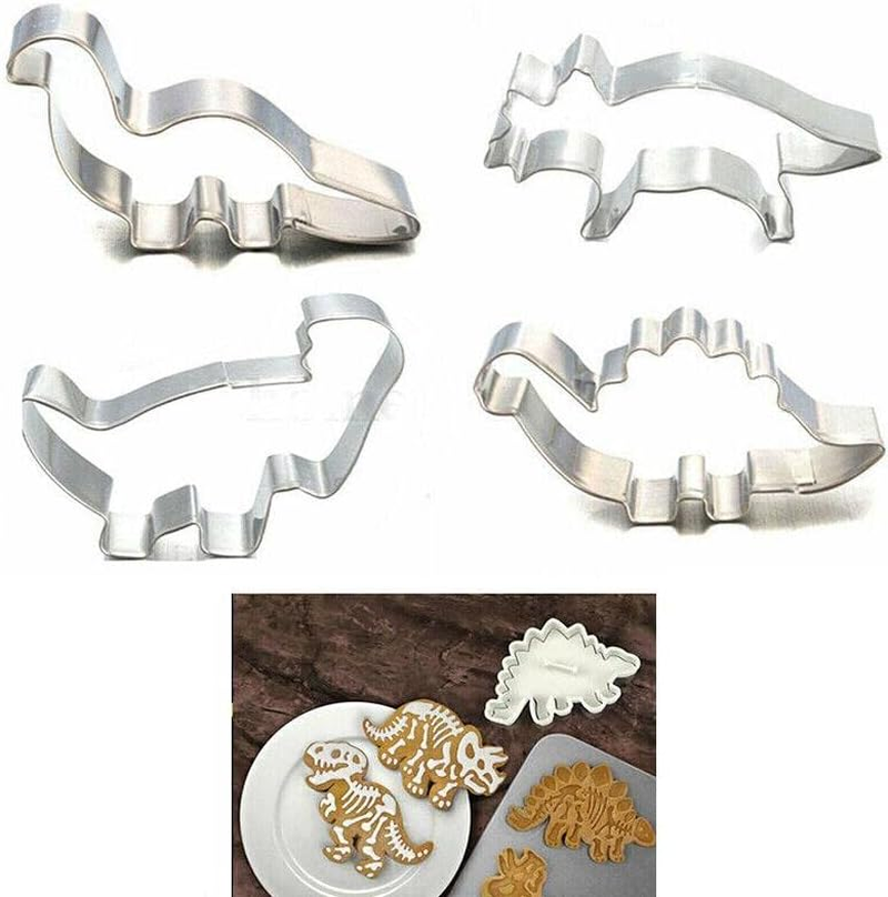 AIMALL 4X Stainless Steel Dinosaur Cookies Cutter Biscuit Pastry Cake Fondant Mould, Precision Shapes for Biscuit, Pastry, and Fondant Crafting, Ideal Kitchen Gift image number 4
