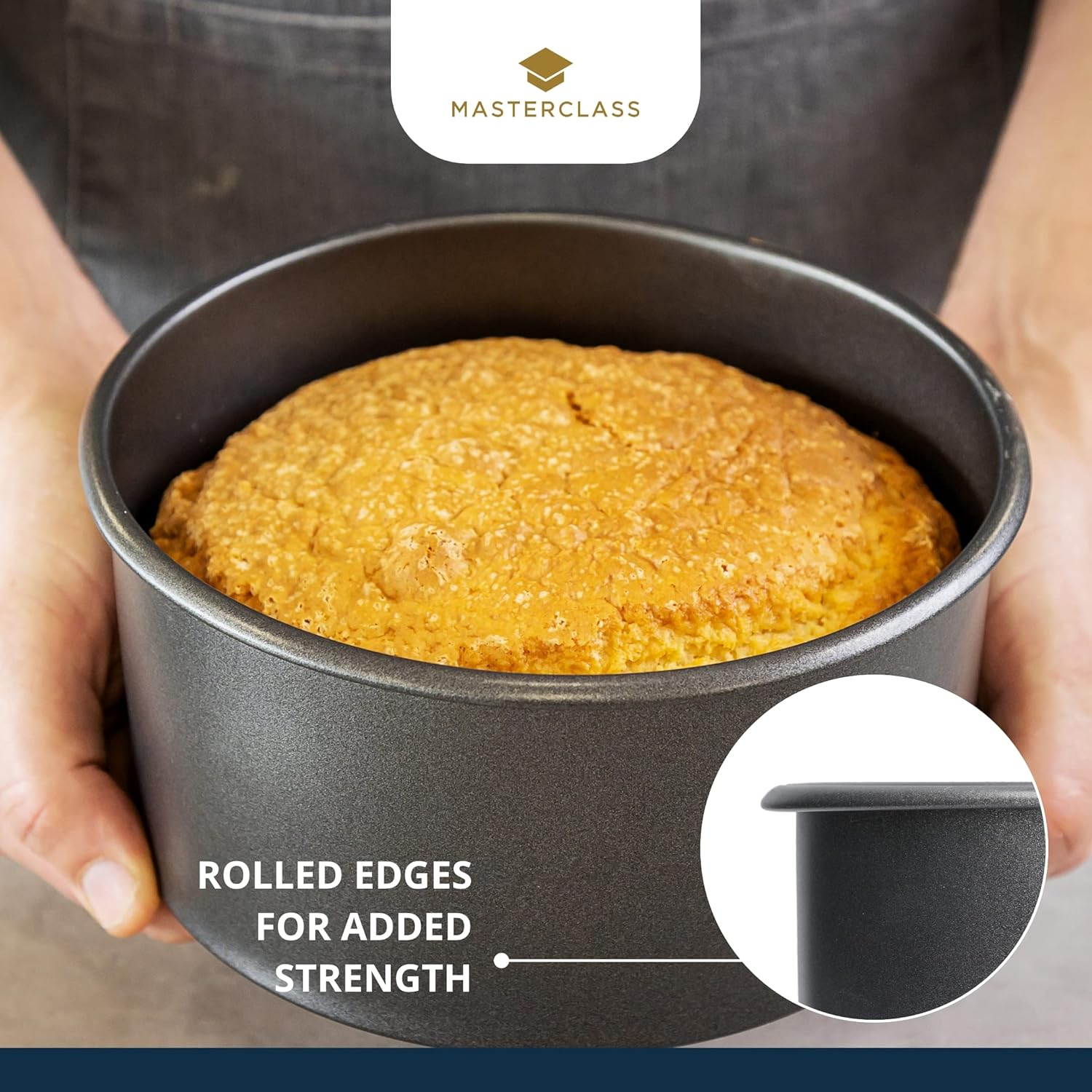 Masterclass Non-Stick Deep round Cake Tin with Loose Base, 18 Cm (7") image number 4