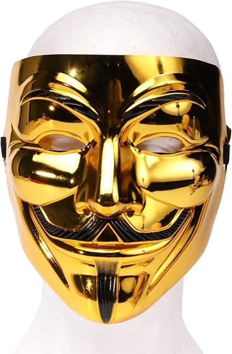 1PCS Guy Fawkes Mask -V for Vendetta， Anonymous Cosplay Party Mask for Halloween（Gold） image number 3
