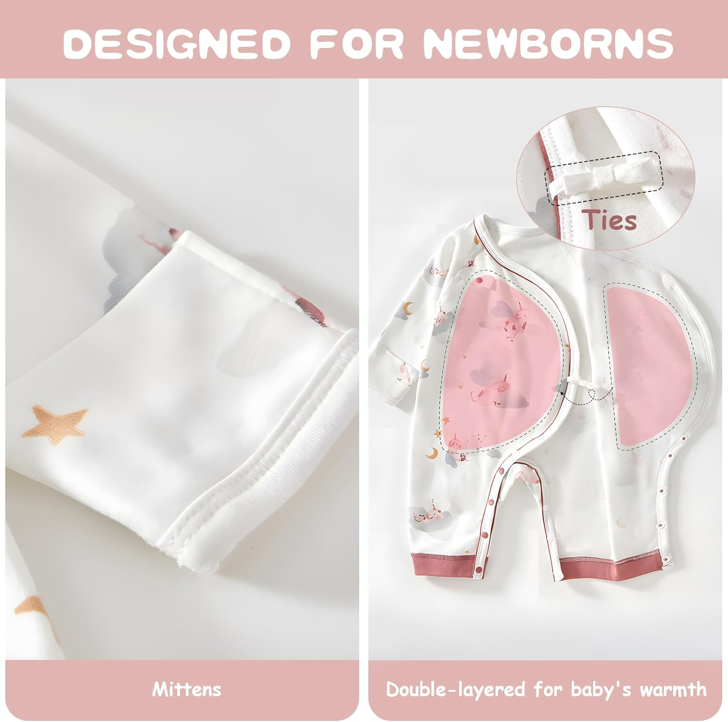 100% Organic Cotton Soft Newborn Baby Romper for Boys and Girls Unisex, Long Sleeve, 0-6 Months image number 5