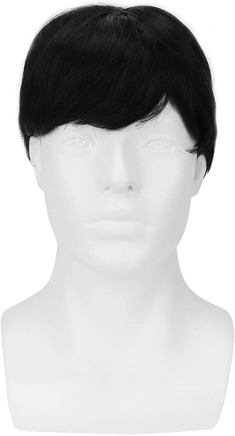 Short Wig, Good Breathability Fluffy Texture Short Black Hair Wig Smoothing Full Hairstyle for Parties for Daily Use for Men image number 4