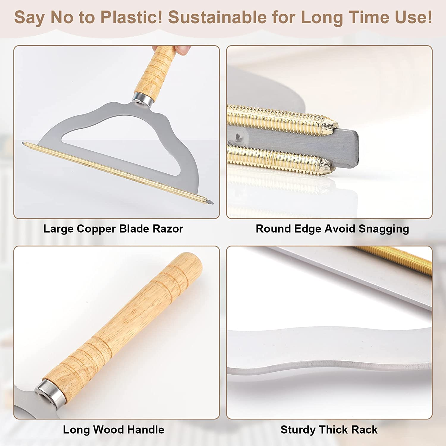 Hold a Star V2.0 Large Carpet Rake Pet Hair Remover,Reusable Long Handle Low Pile Scraper Lint Remover,Metal Dog Brush,Rugs Couch Furniture Stairs Fabric Shaver,Wood Handle+Silver Rack,(Hs-L007) image number 5