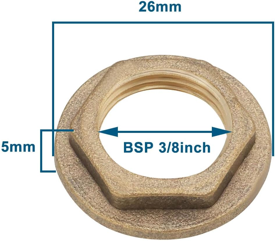 4Pcs 3/8 BSP Brass Female Nut Hexagonal Flange Nut Faucet Pipe Accessories for Tap Connection Pipe Connection Yellow 26X15.5X5Mm image number 1