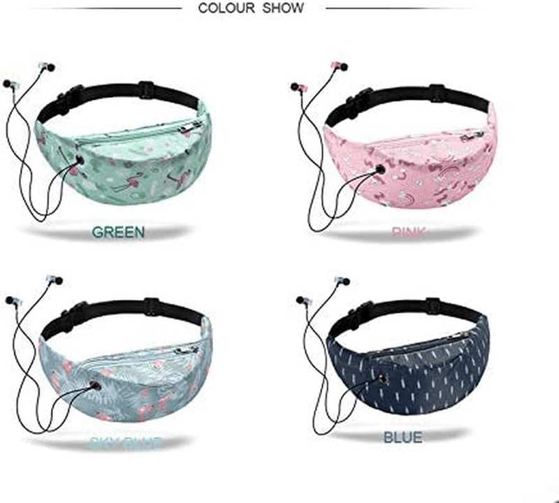 Waterproof Lady Fanny Packs Colorful Print Women Waist Bags Girls Hip Belt Bags Money Travelling Mountaineering Mobile Phone Sports Hiking Running Fashion Lightweight (Plume) image number 1