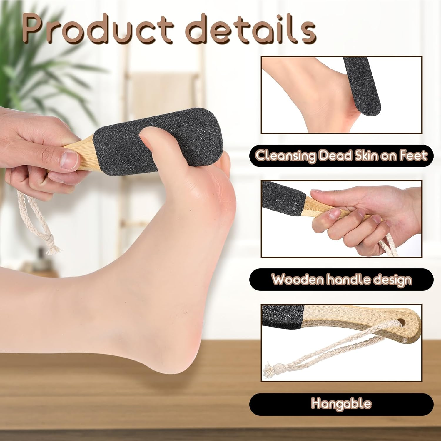 Foot Pumice Stone Pedicure File Foot Scrubber Colossal Exfoliator Pedicure Tool Foot Rasp Pedicure Tools Heel Sander and Dead Skin Scraper for Fit Wet and Dry Feet - 1 Piece, Black image number 2
