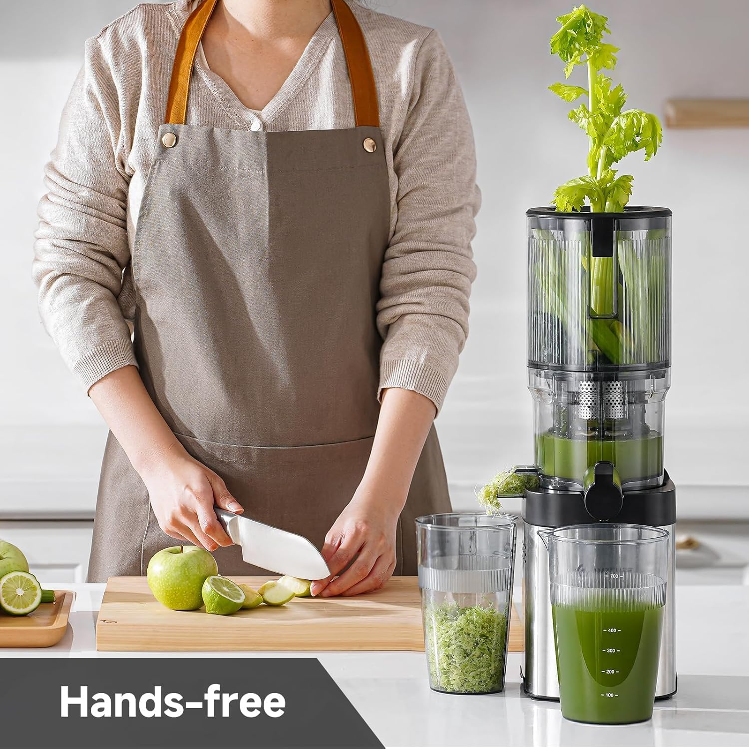 AMZCHEF Cold Press Juicer with 126Mm Feeding Chute for Whole Fruits and Vegetables, Slow Masticating Juicer Machine with Quiet Motor, High Juice Yield and Reverse Function, Easy to Clean, Bpa-Free image number 3