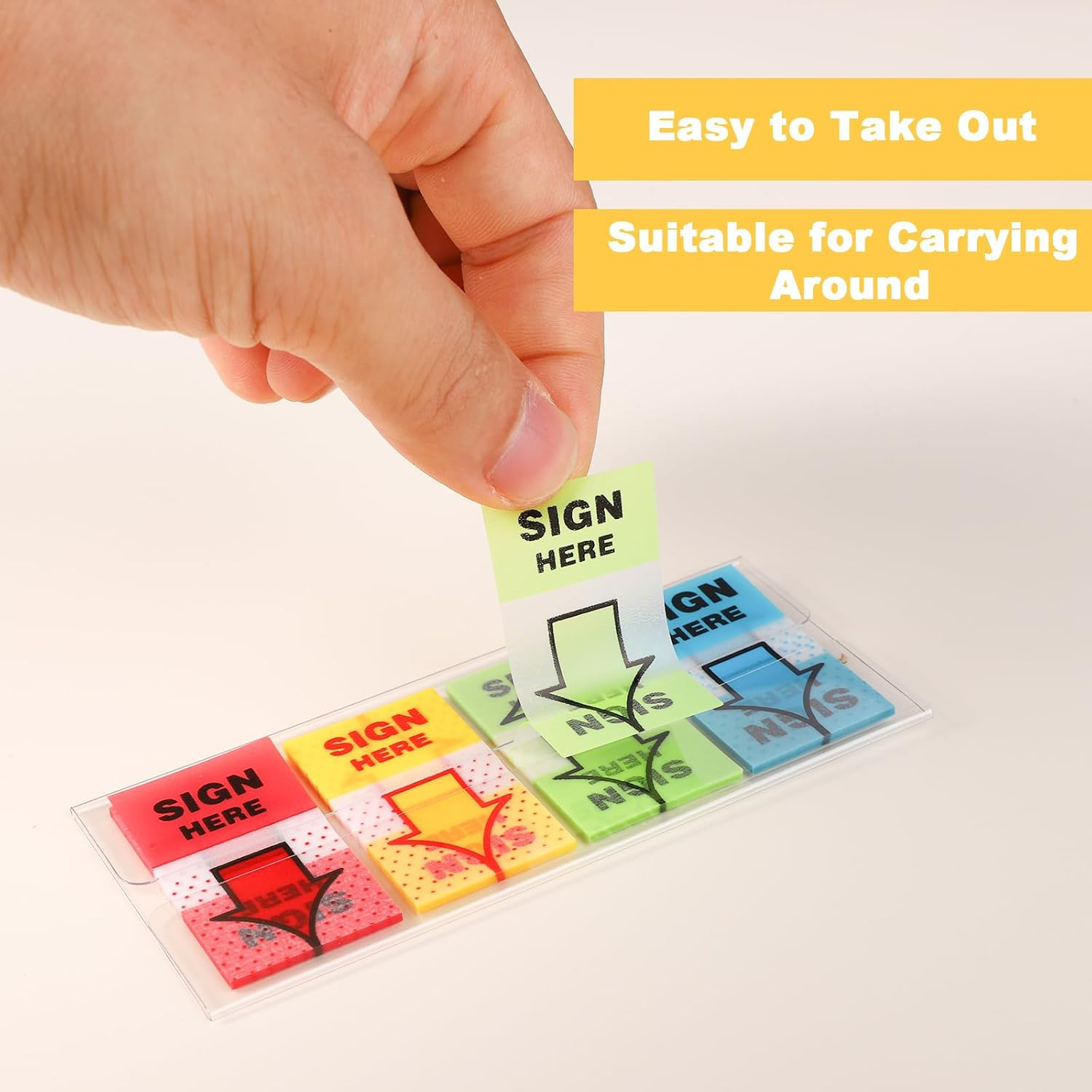 600Pcs/6 Packs Sign Here Tabs, Arrow Labels Stickers Sign Here Flags Sticky Signature Tabs Adhesive Message Post Tags for Documents Notebooks Home Office School Supplies (Red 2) image number 1