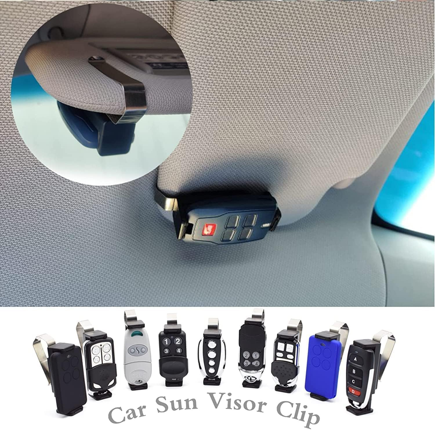 2 PCS Garage Remote Clip Garage Door Opener Clip Universal Car Garage Remote Visor Clip Garage Remote Holder Garage Door Banner Clips for Different Size Remotes 1.8-2.6 Inch image number 4