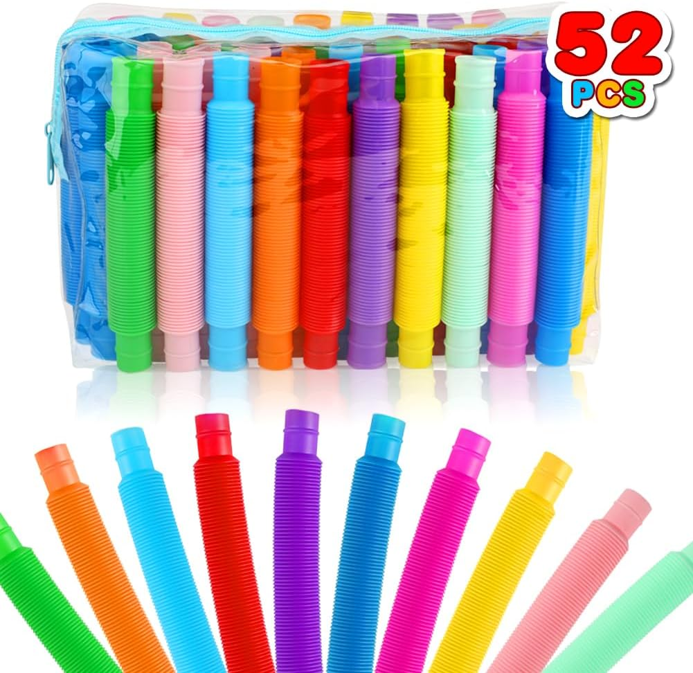 52 Pack Pop Tubes, Sensory Toys Party Favors for Kids 8-12 4-8 Fidget Toys for Anxiety Goodie Bag Stuffers Treasure Box Classroom Prizes Gifts for 3 4 5 6 7 8 9 Year Old Boys Girls Toddlers- 10 Colors image number 4