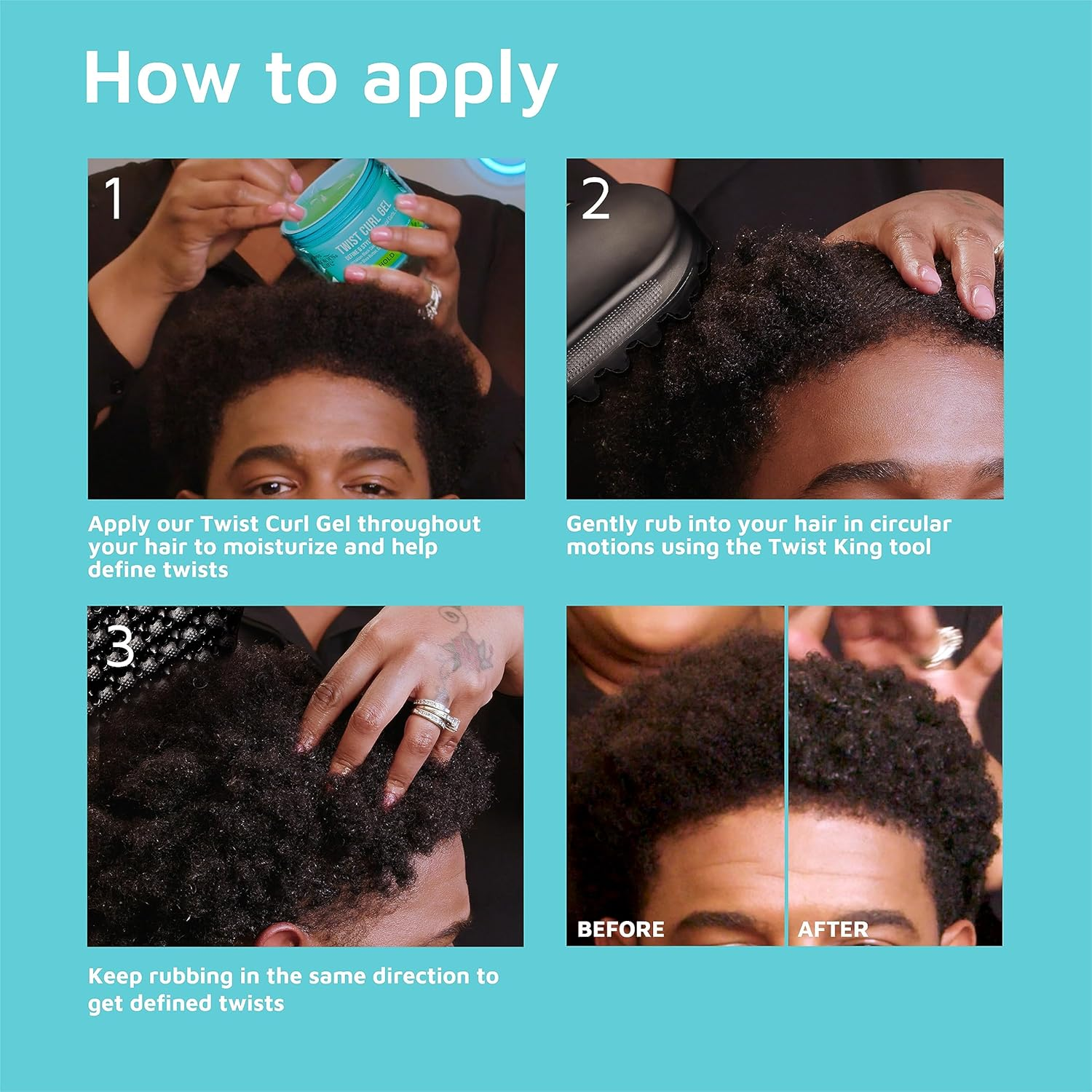 KISS Colors & Care Twist King - Premium Twist Tool, Long-Lasting Durable, 2X Longevity, Defines Twists, Professional Quality, Quick & Easy Styling, Washable, Black, 0.53 Pounds (KTWS04) image number 4