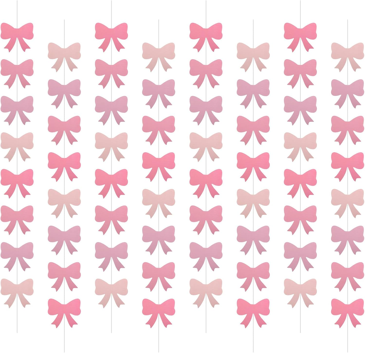 Coquette 8Pcs Pink Bow Hanging Banners - Birthday Decorations, Bow Garland, Themed Party Decor image number 2