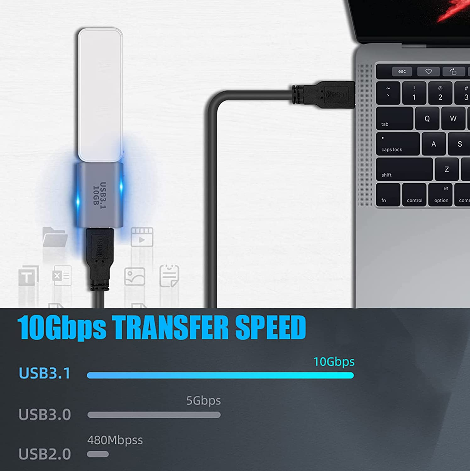 USB C to USB 3.0 Adapter, Tunghey USB to USB C Adapter, USB 3.1 USB 3.0 Female to USB C Female Adapter Connector 2Pack