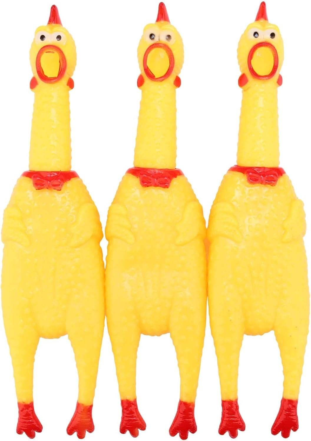 Screaming Chicken Dog Toys,Yellow Rubber Squaking Chicken Toy Durable Rubber Chicken for Dogs,Rubber Chickens 3 Pack (Yellow, 31CM) image number 1