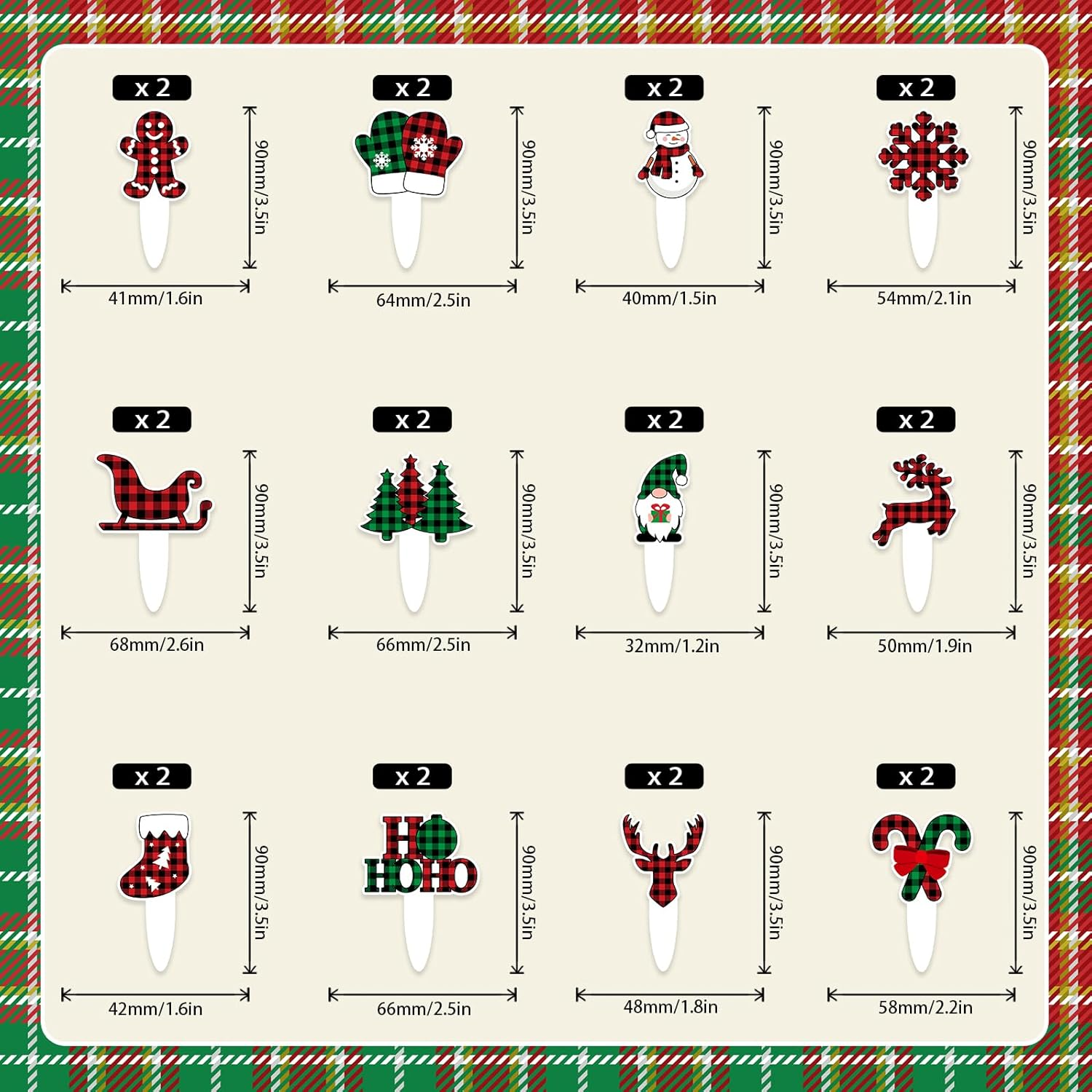 24Pcs Merry Christmas Cupcake Toppers Set Happy Birthday Gingerbread, Ugly Sweater, Elk, Buffalo Decoration, Boys and Girls Birthday Party, Baby Shower Party Decoration, Holiday Gifts for Kids.Liangss image number 2
