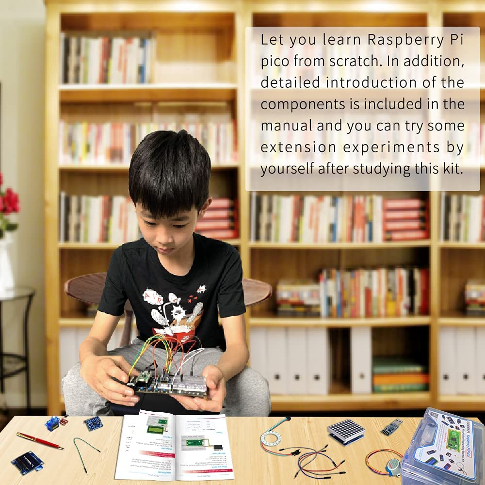 Geeekpi Micro Python Programing Kit for Raspberry Pi Pico, Breadboard, I2C 1602 LCD Display Module for Raspberry Pi Beginners & Software Engineer image number 4