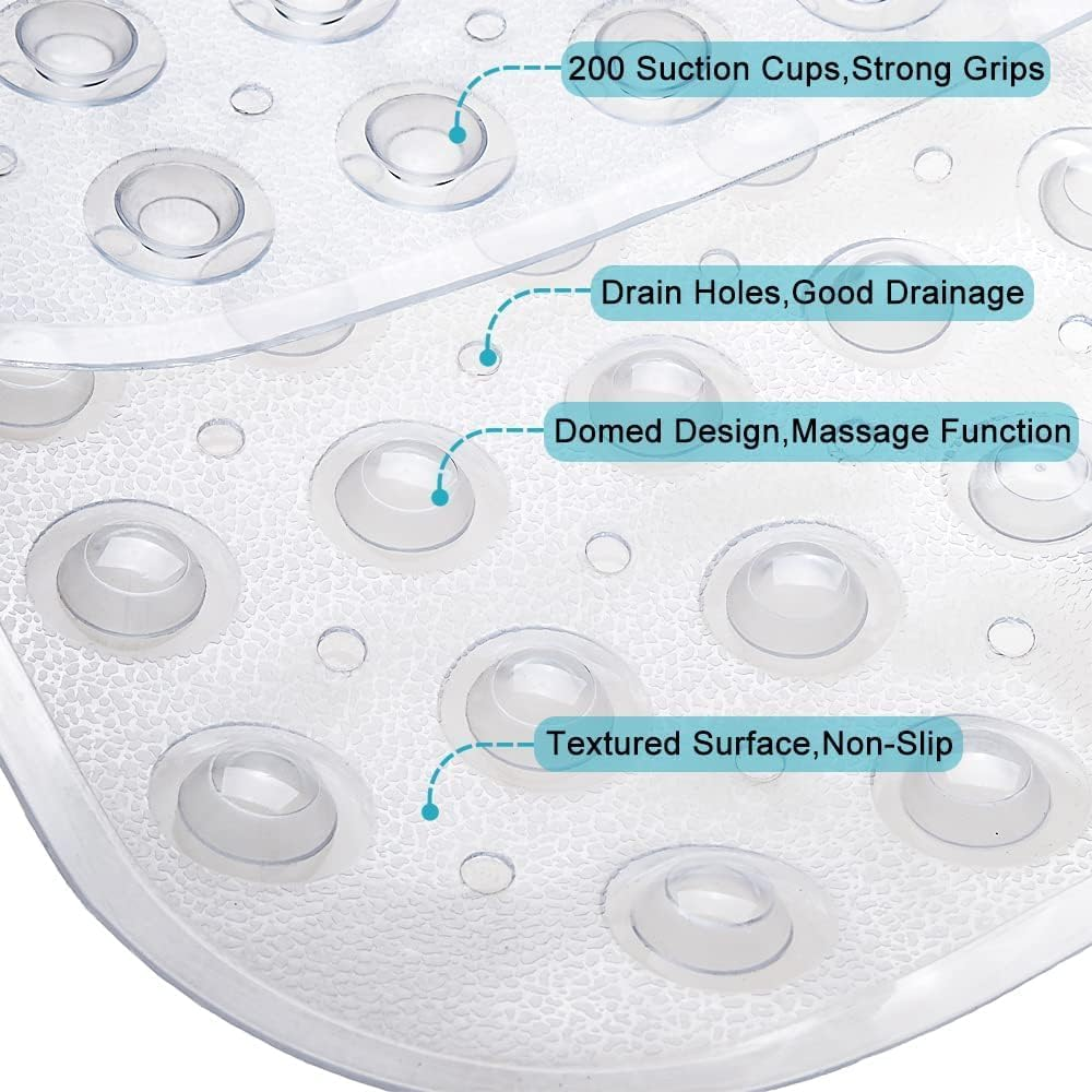 Non-Slip Bath Mat with Suction Cups, 100X40Cm Extra Long Bathtub Mats，Anti-Mould, Machine-Washable, Latex-Free， Shower Mat Ideal for Elderly (Clear) image number 4