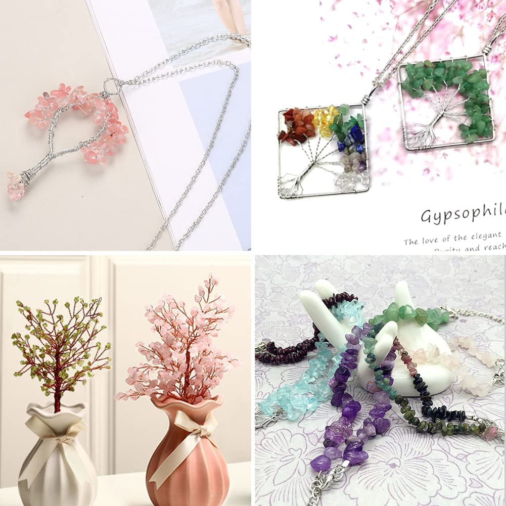 1150Pcs Crystal Jewellery Making Kit, 18 Colors Chip Gemstone Beads, with Irregular Natural Stone, Jewellery Wire, Pliers and Box, for DIY for Earring Necklace Bracelet Making image number 4