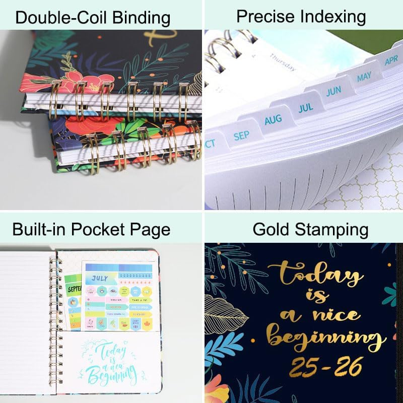 2025-2026 Planner Diary Journal Notebook Weekly Planner Memo A5 Monthly Scheduler Daily Planner Paper for Home Office School Diary Travel Gift Birthday (July 25-June 26)