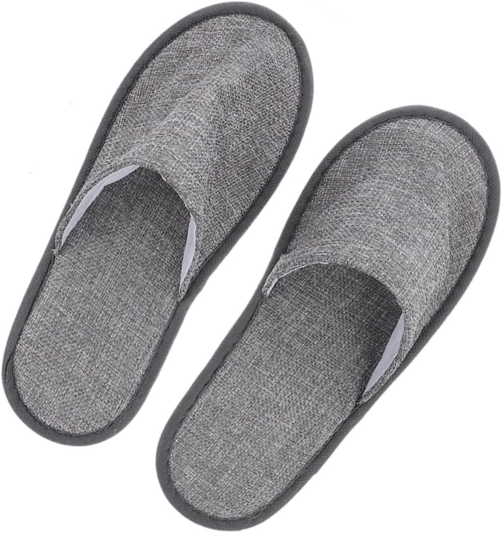 Portable Foldable Slippers 5Mm Non-Slip Grey Linen Sole Comfortable Travel and Home Hotel Guest Indoor Use image number 2