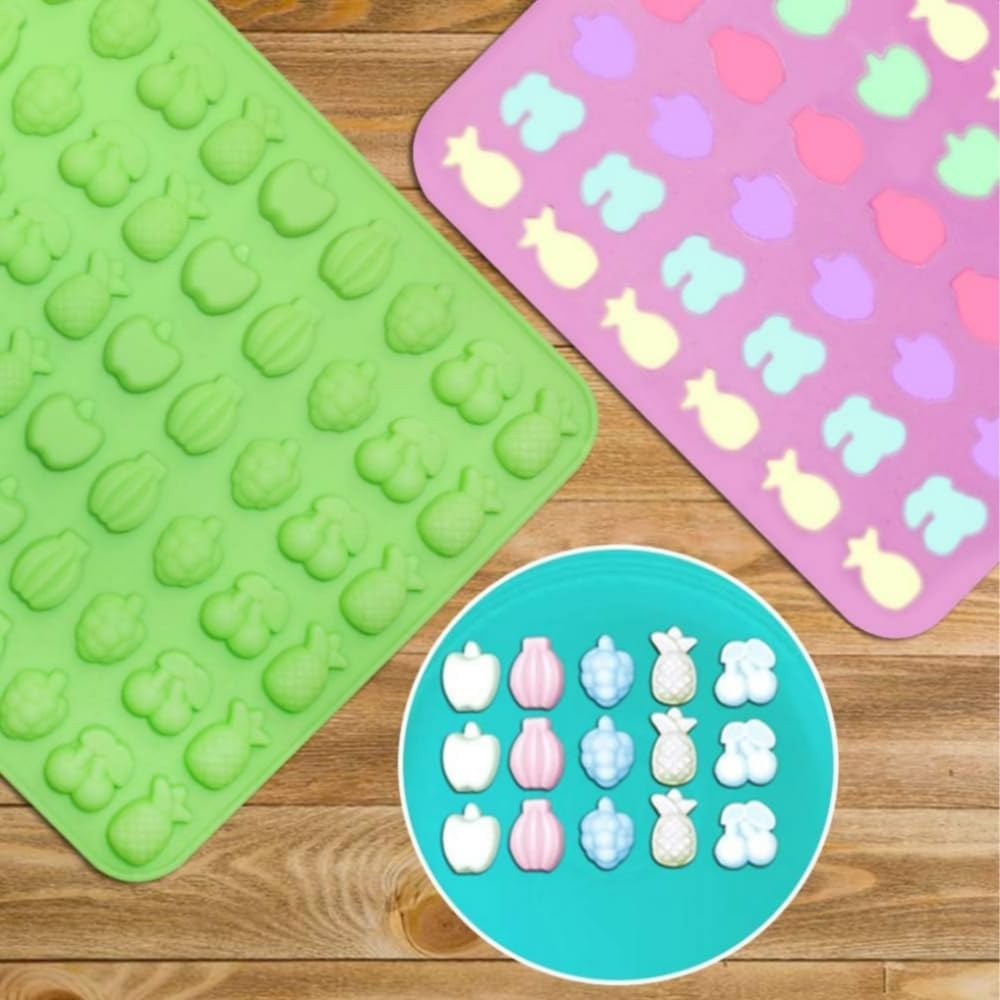 Gummy Bear Candy Molds Silicone, 4 Pack Gummy Molds with 2 Droppers, Chocolate Molds, Non-Stick Silicone Candy Molds Including Bear Shape and Mini Donut for Jelly (Blue,Purple,Green, Pink) image number 2