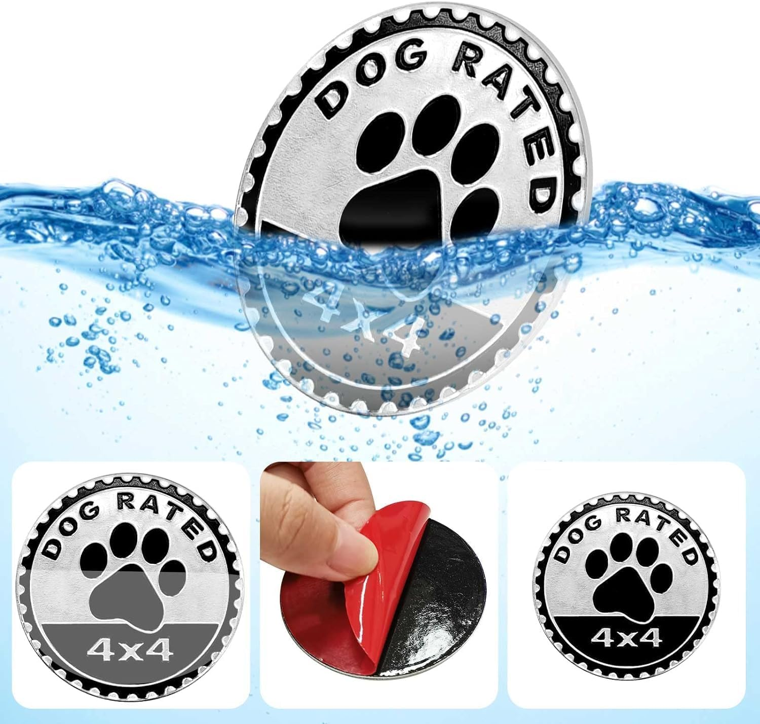 1Pc Black Dogs Badge Rated Car Emblem,4 X 4 Metal Automotive Badge 3D Metal Car Badges Emblems round Emblem Decals Stickers Compatible with Jeep Wrangler Vehicles Trucks Suv,Automotive - Black image number 3