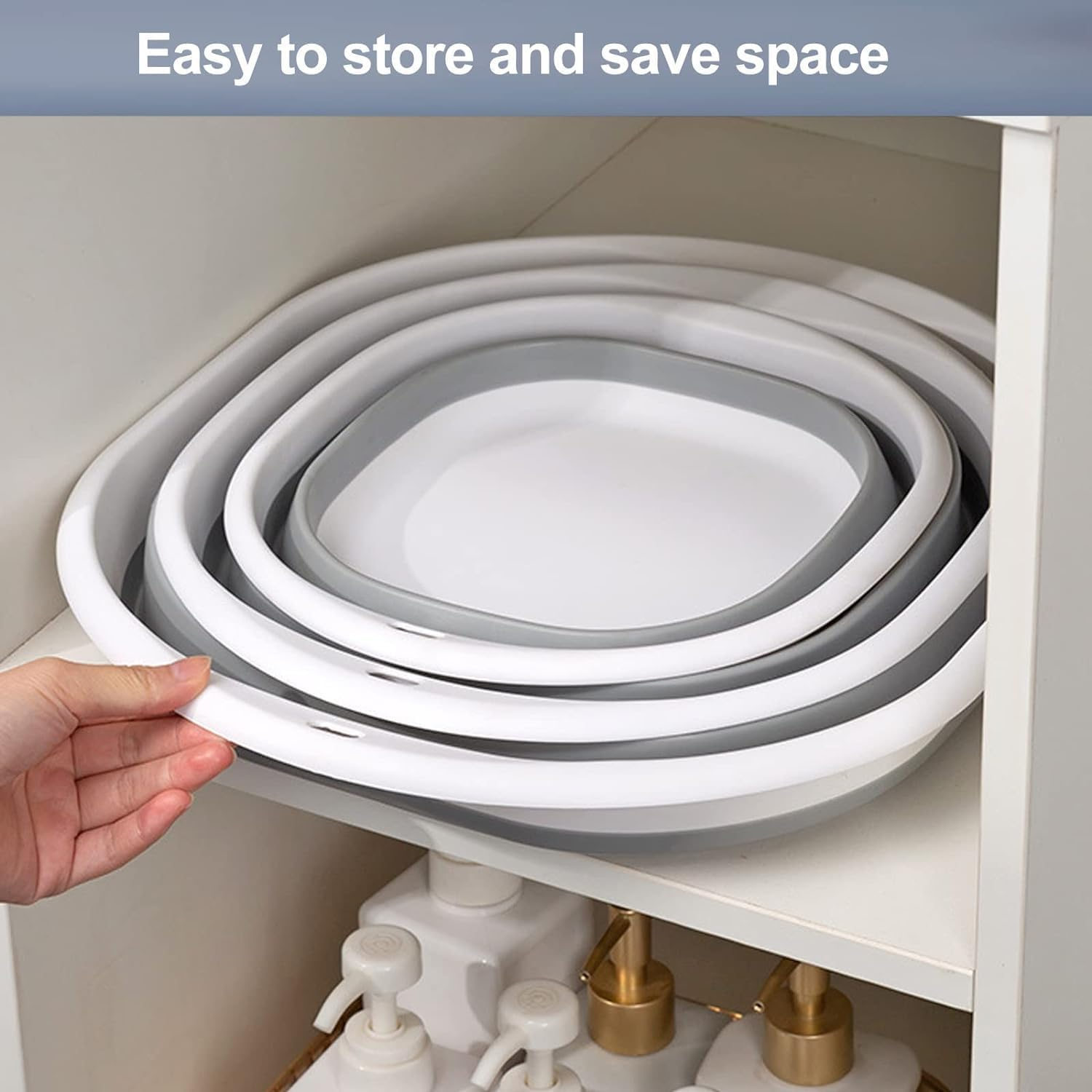 3Pcs Collapsible Wash Basin, Foldable Laundry Tub, Plastic Dishpan, Portable Sink Dish Basin for Washing Dishes, Fruit, Foot Soak, Camping, Picnic, Laundry image number 4