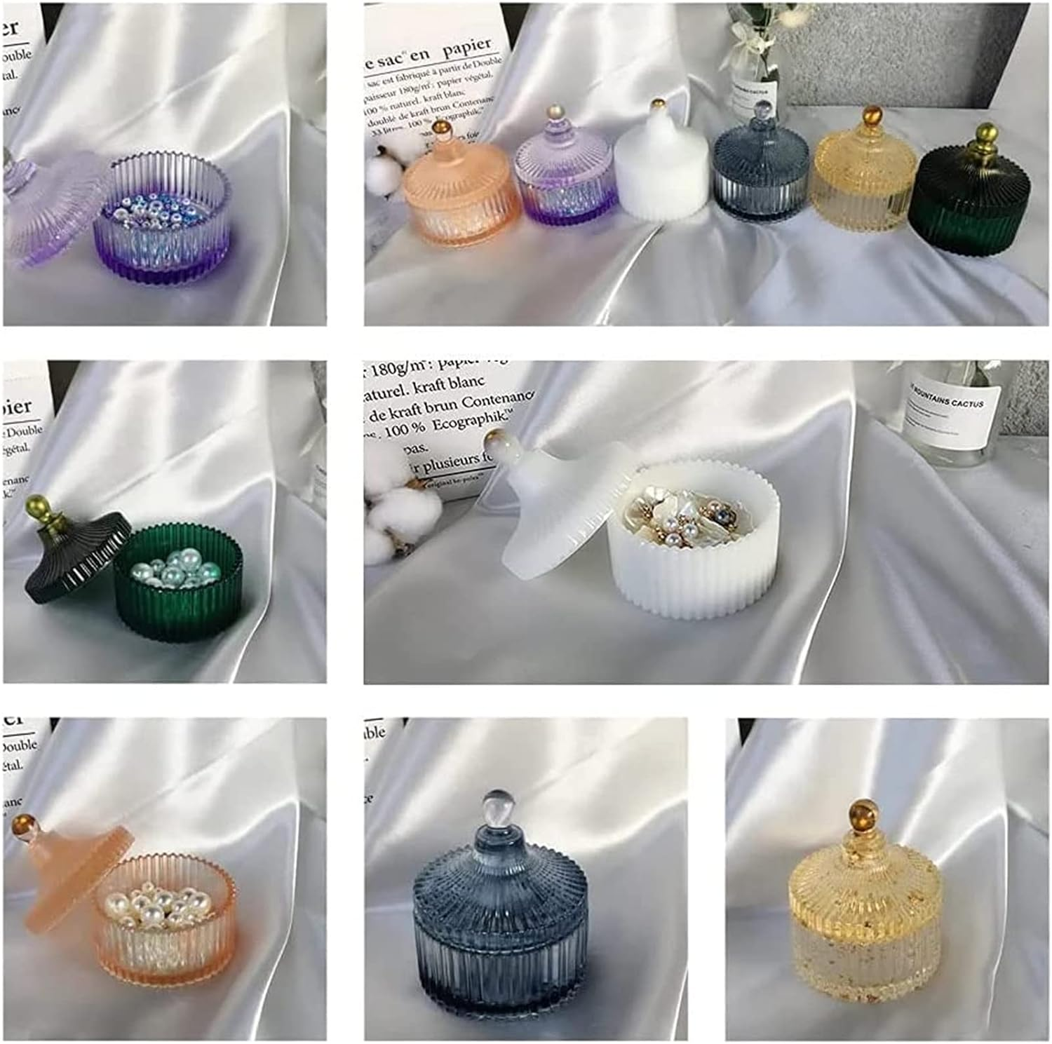 2 X Box Resin Mould, Silicone, Storage Rresin Glass Mould with Lid, Jewellery Box, Silicone Moulds for Resin, DIY round Strips, Resin Moulds image number 6