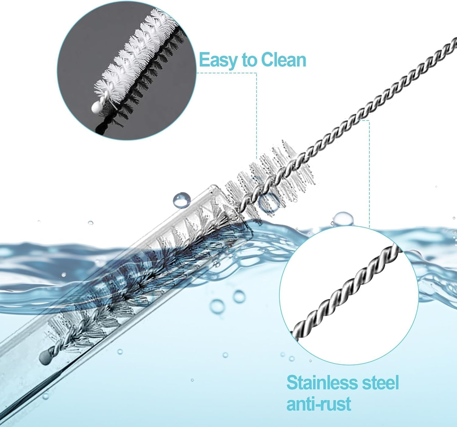 Straws Set Fit for Yeti Rambler Bottle, Including 4Pcs Replacement Straws and 2Pc Cleaning Brush, 9.6 Inch Length Drinking Straws Reusable Replacement Straws image number 4