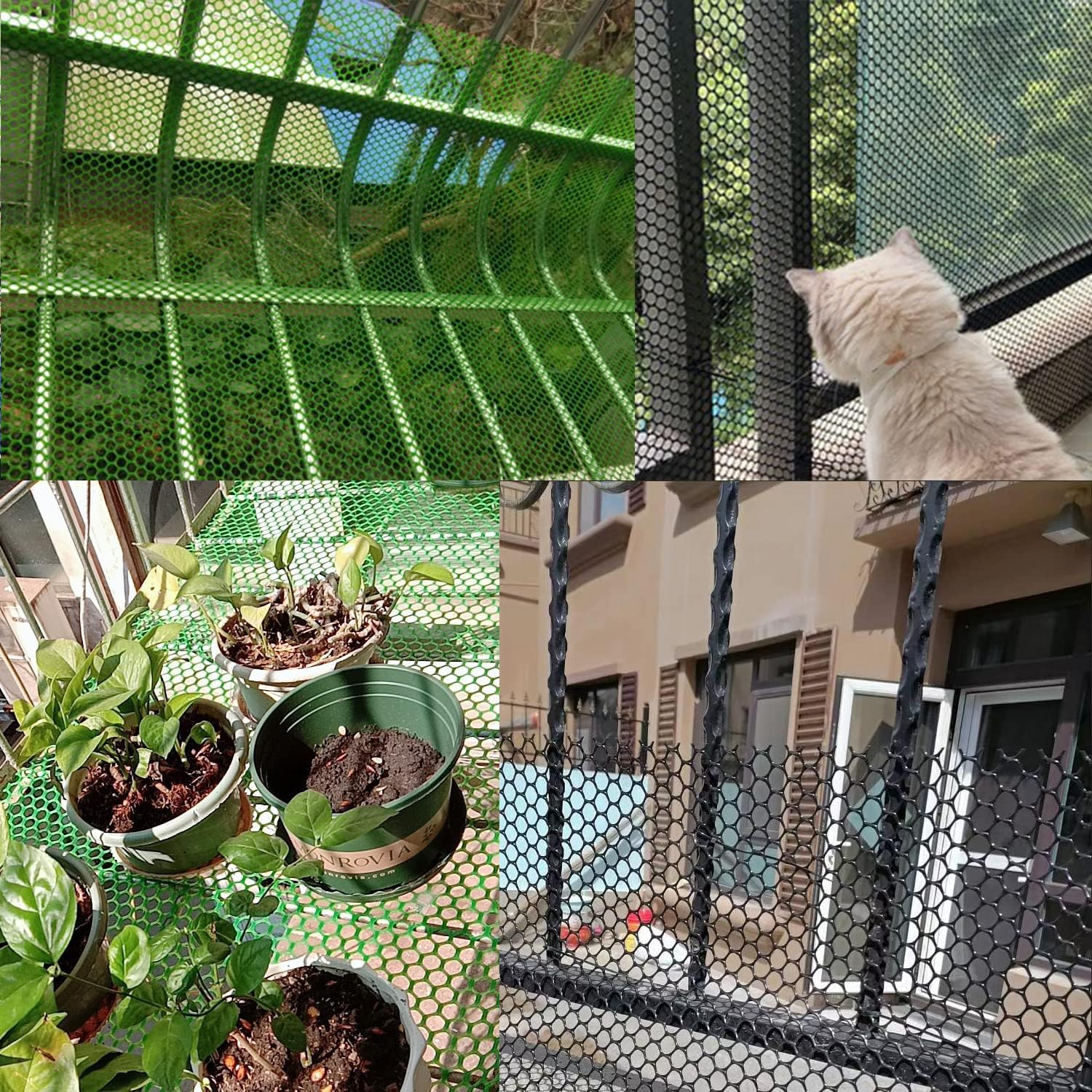 Chicken Wire Fence Mesh, Plastic Hexagonal Fencing for Gardening, 15.7IN X 10FT Green Poultry Fencing,Garden Netting, Chicken Wire Frame for Crafts, Floral Netting - Black image number 3