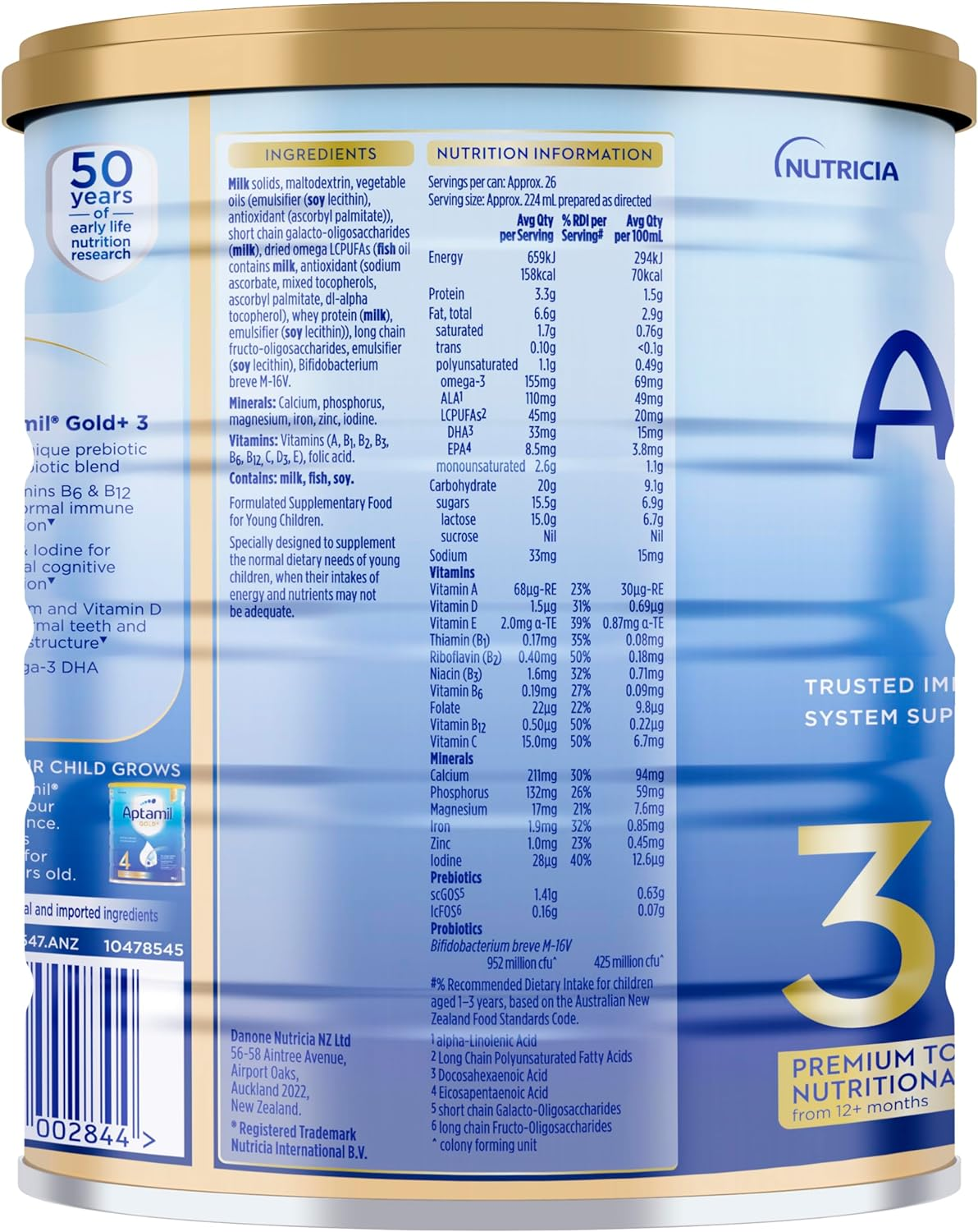 Aptamil Gold+ 3 Toddler Milk Drink from 1 Year Bundle Pack (3 X 900 G) | Our Premium Toddler Supplement