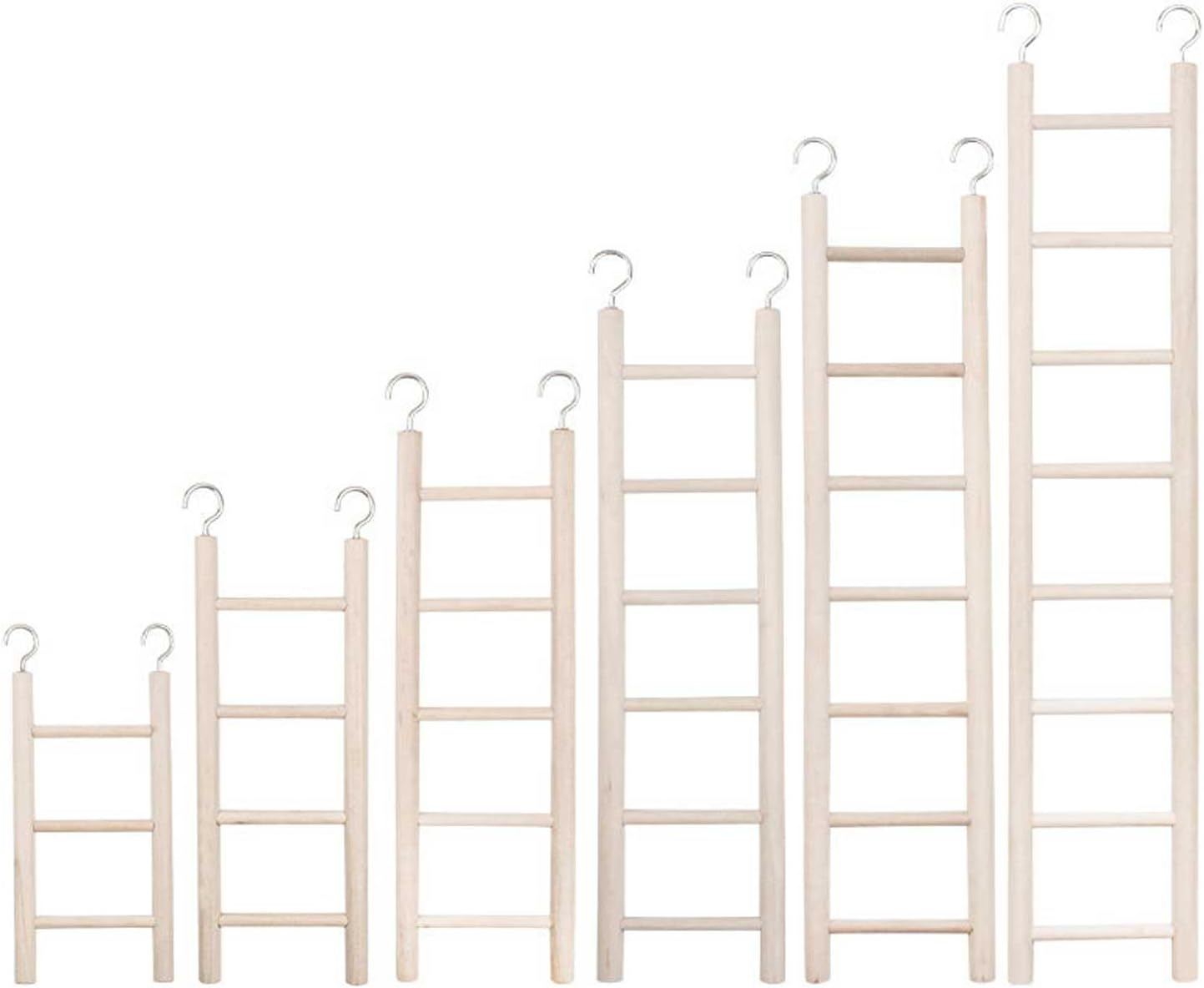 6 PCS Bird Toys Wooden Ladder, 6 Sizes Parakeet Toys Wood Ladder, Natural Wooden Step Ladder Bird Ladder, Bird Climbing Toys Bird Toys for Parakeets, Parrots, Cockatoo and Lovebirds image number 3