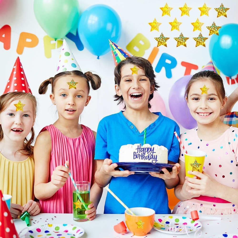 1000 PCS Holographic Star Stickers, YIFARUBE 2.5 CM Shiny Sparkle Gold Star Stickers for Kids Reward in School Classroom Supplies for Students and Teachers image number 3